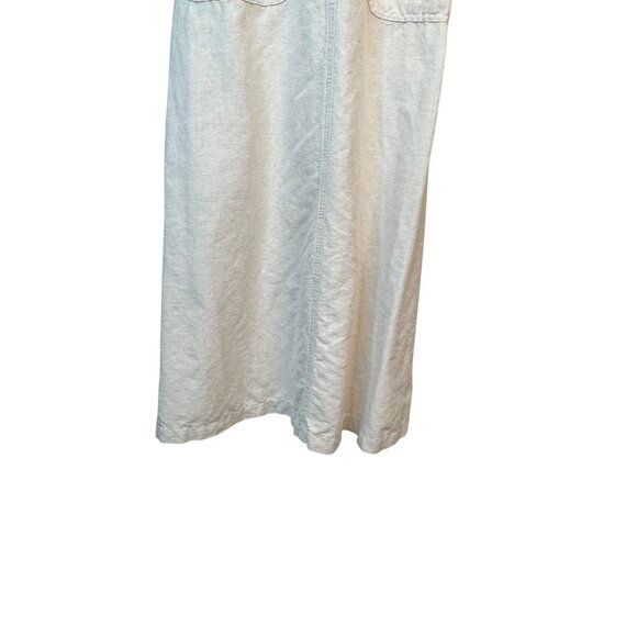 L.L. Bean 6 Petite Beige Linen Blend Sleeveless Midi Back Cross Straps & Pockets - Picture 6 of 12